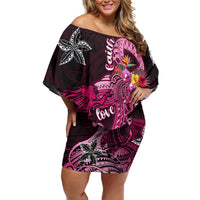 Breast Cancer Mermaid Polynesia Off Shoulder Short Dress Faith Hope Love