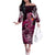Breast Cancer Mermaid Polynesia Off The Shoulder Long Sleeve Dress Faith Hope Love