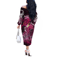 Breast Cancer Mermaid Polynesia Off The Shoulder Long Sleeve Dress Faith Hope Love