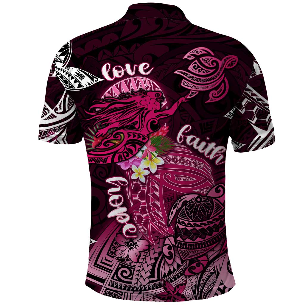 Breast Cancer Mermaid Polynesia Polo Shirt Faith Hope Love