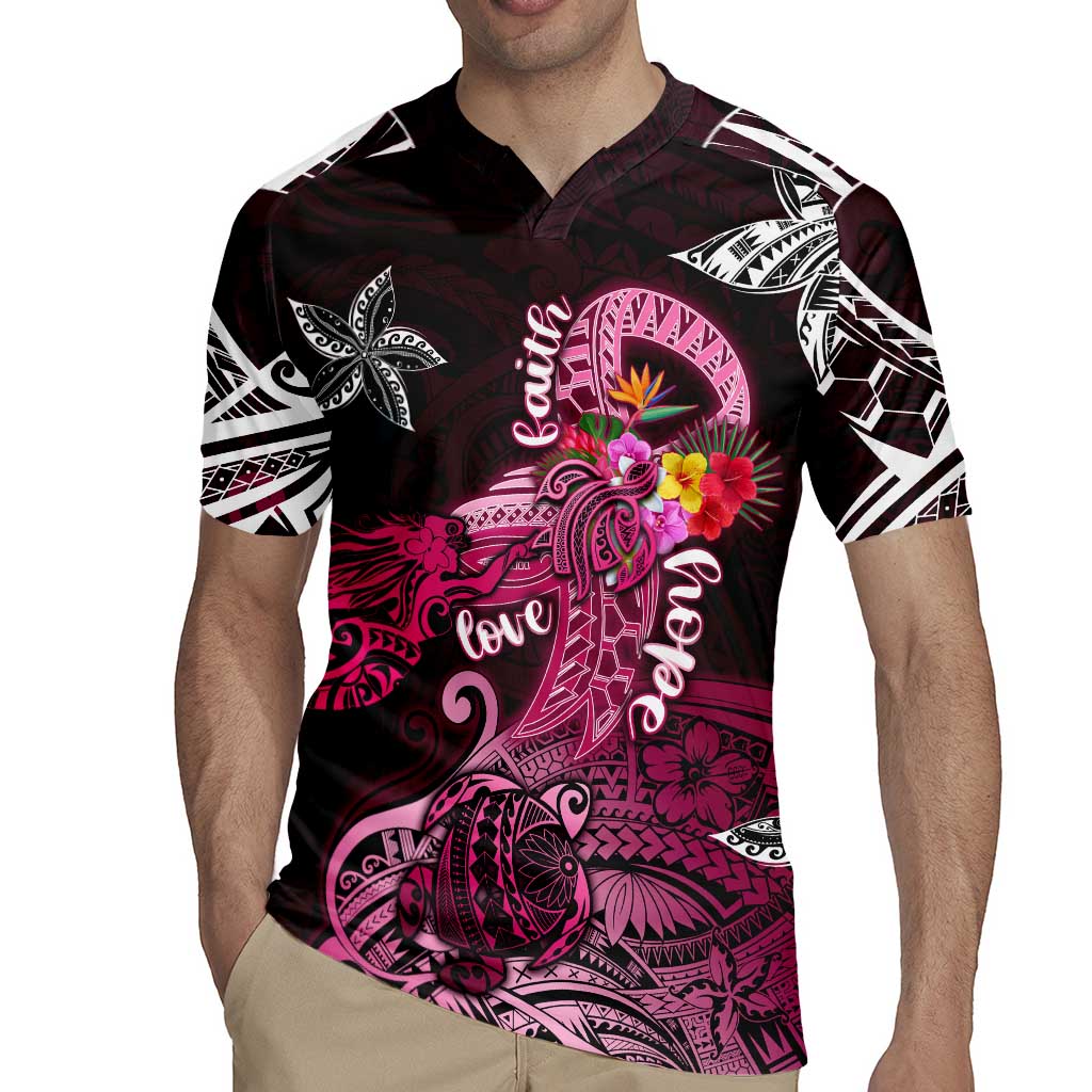 Breast Cancer Mermaid Polynesia Rugby Jersey Faith Hope Love