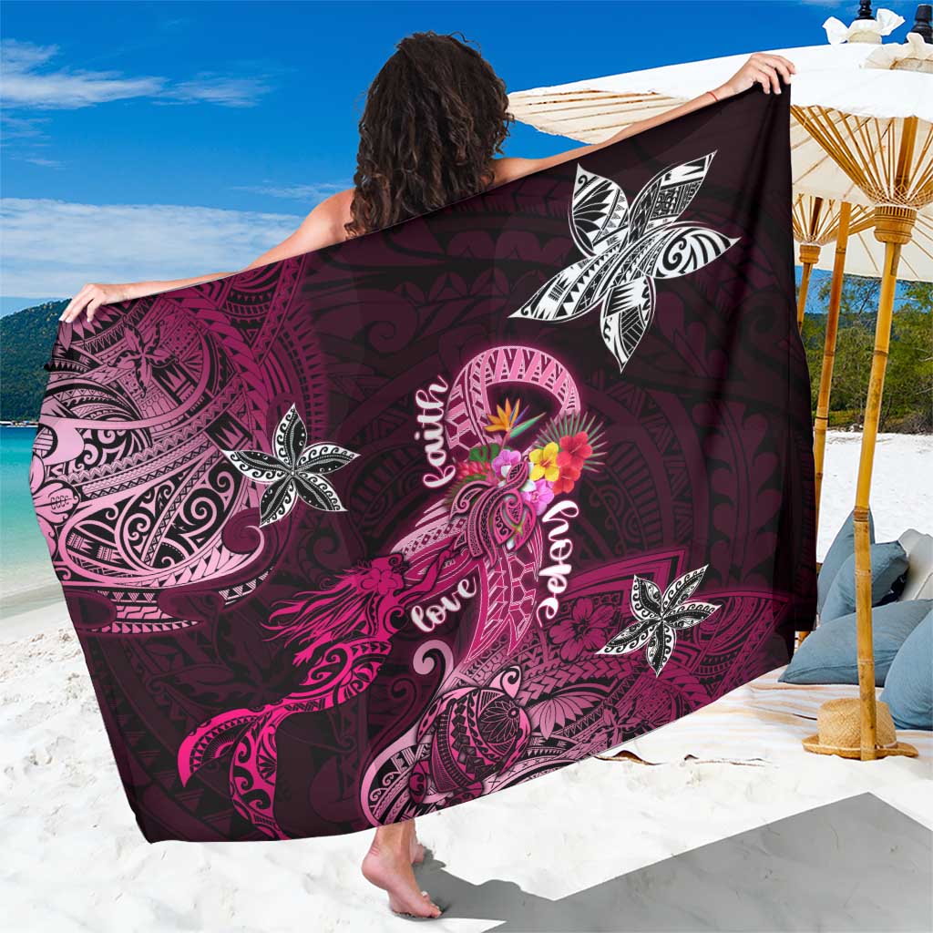 Breast Cancer Mermaid Polynesia Sarong Faith Hope Love DT02 One Size 44 x 66 inches Pink - Polynesian Pride
