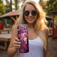 Breast Cancer Mermaid Polynesia Skinny Tumbler Faith Hope Love