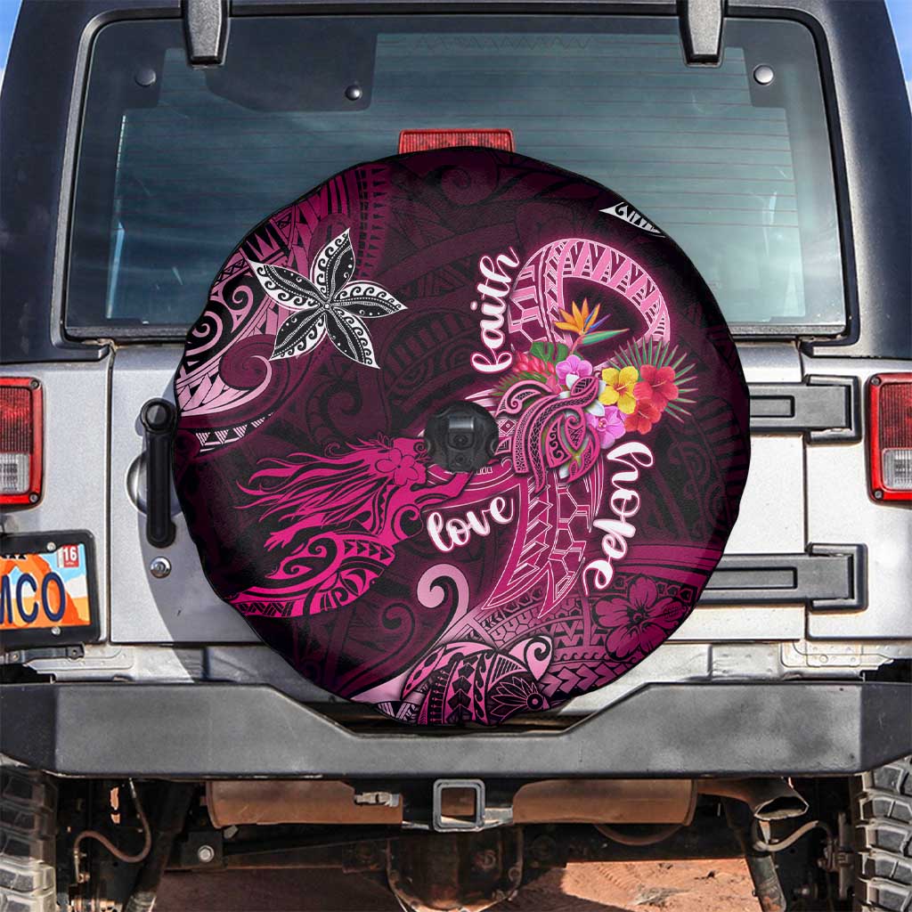 Breast Cancer Mermaid Polynesia Spare Tire Cover Faith Hope Love DT02 Pink - Polynesian Pride