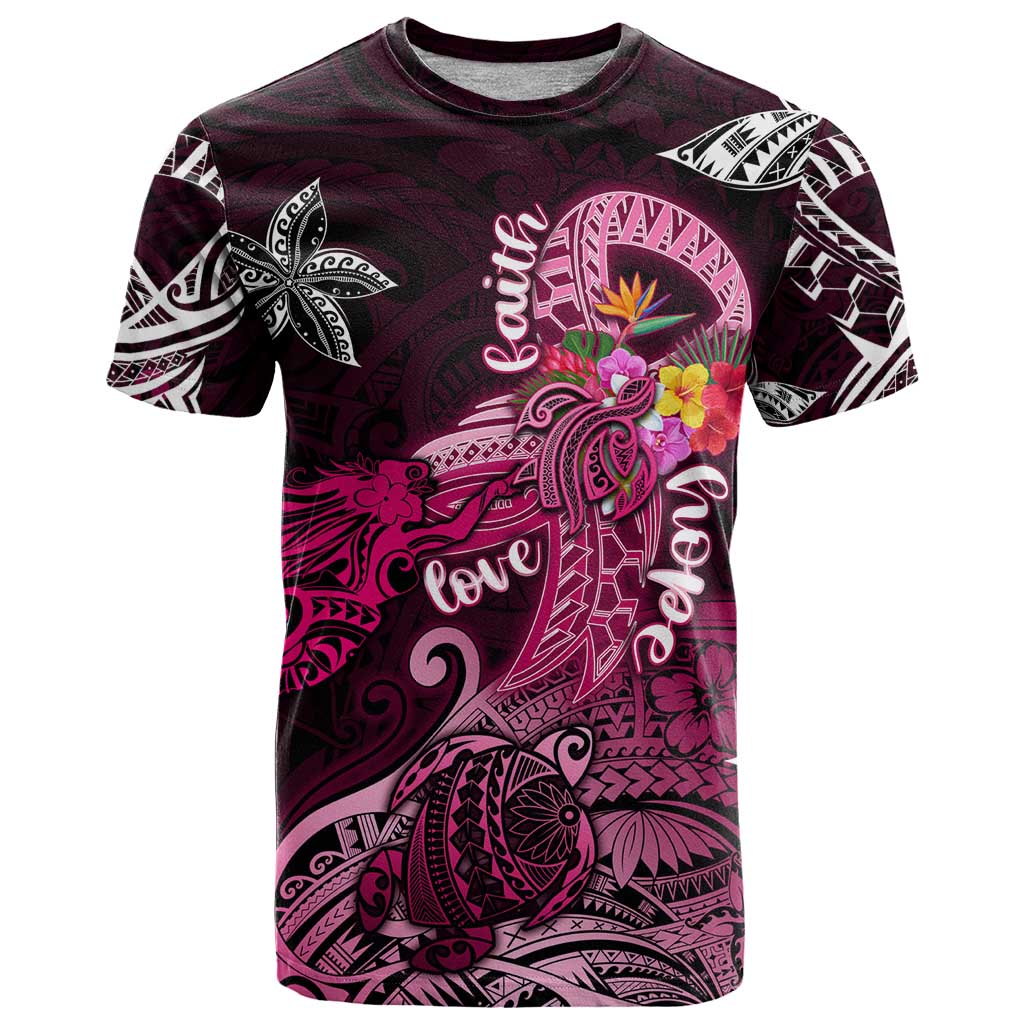 Breast Cancer Mermaid Polynesia T Shirt Faith Hope Love