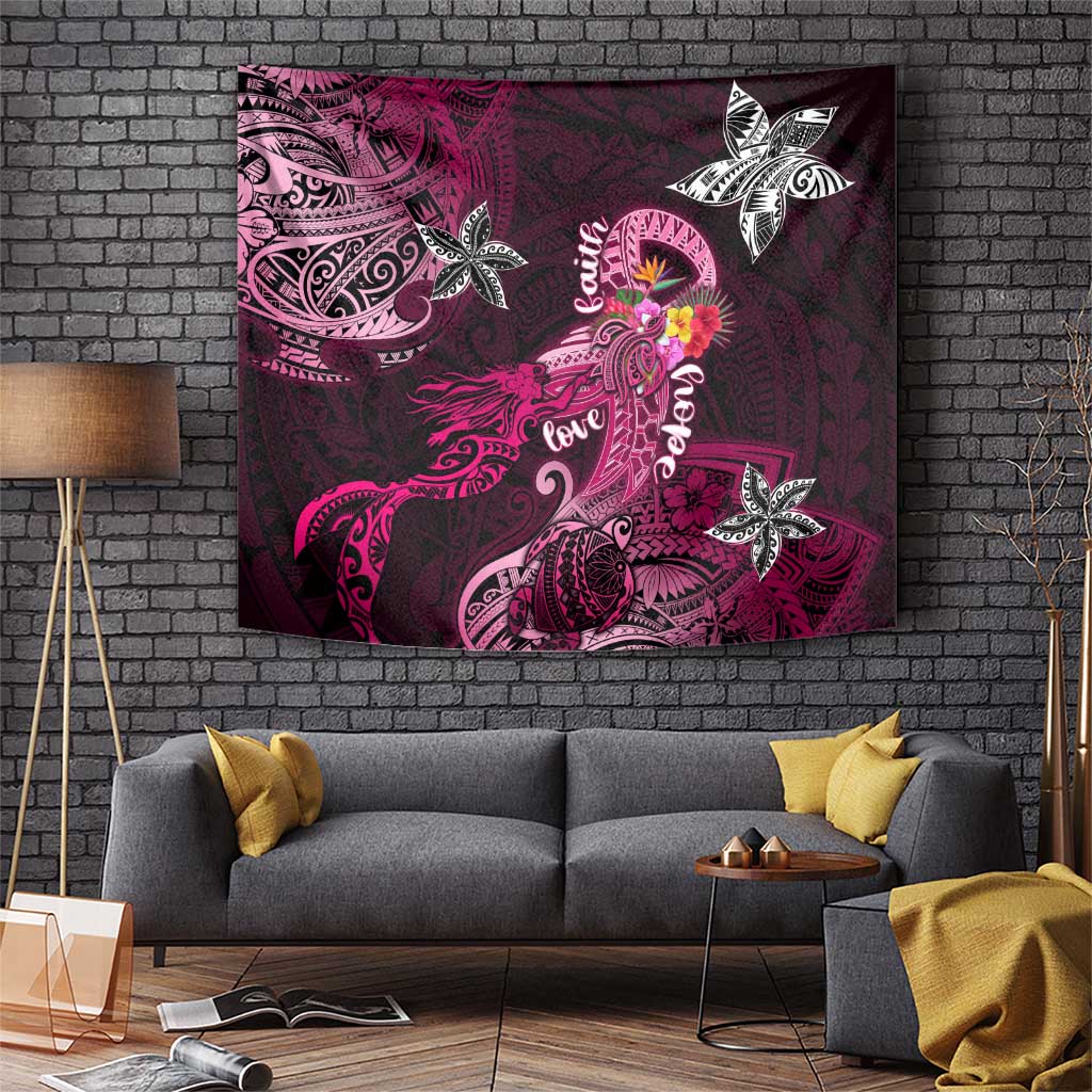 Breast Cancer Mermaid Polynesia Tapestry Faith Hope Love DT02 Pink - Polynesian Pride