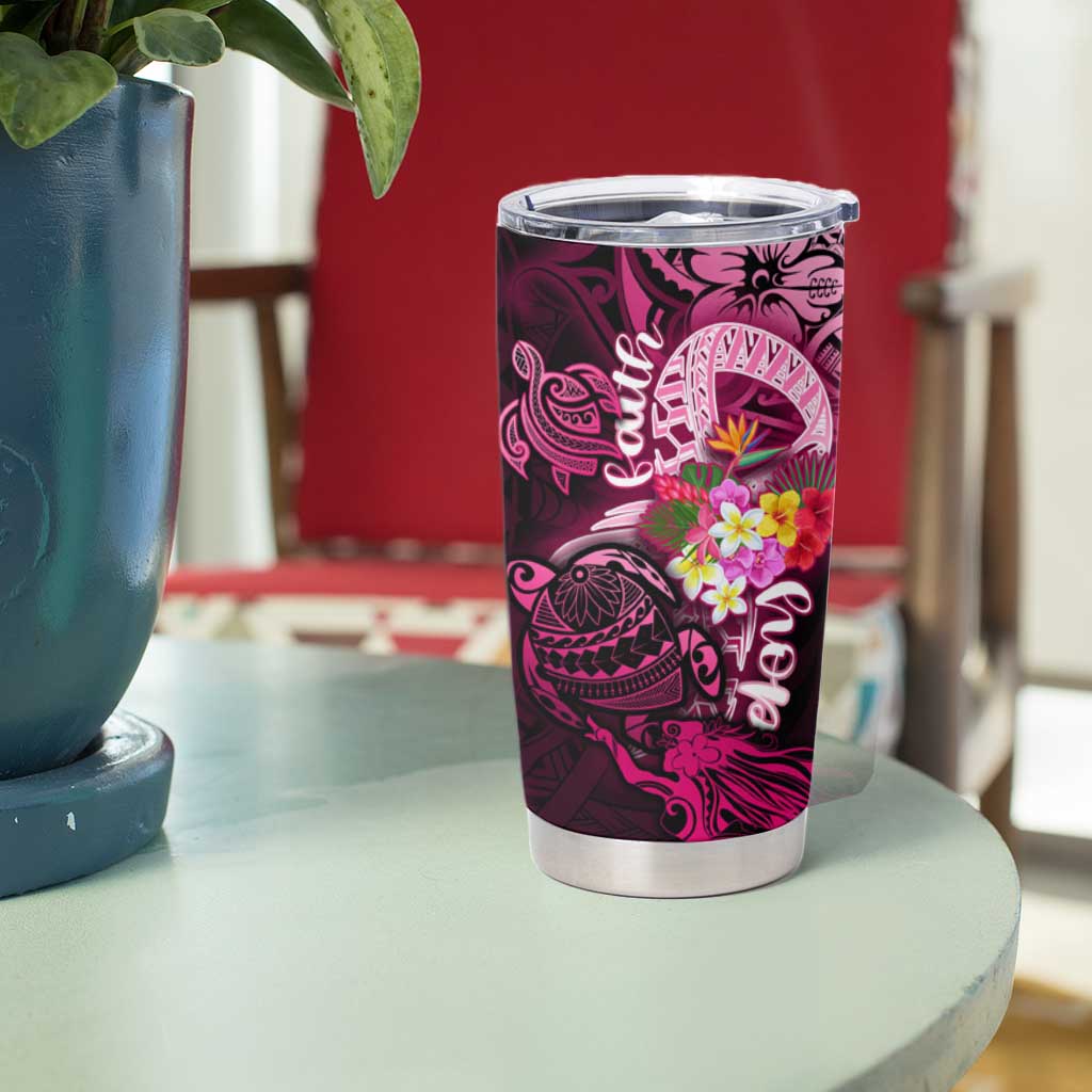 Breast Cancer Mermaid Polynesia Tumbler Cup Faith Hope Love