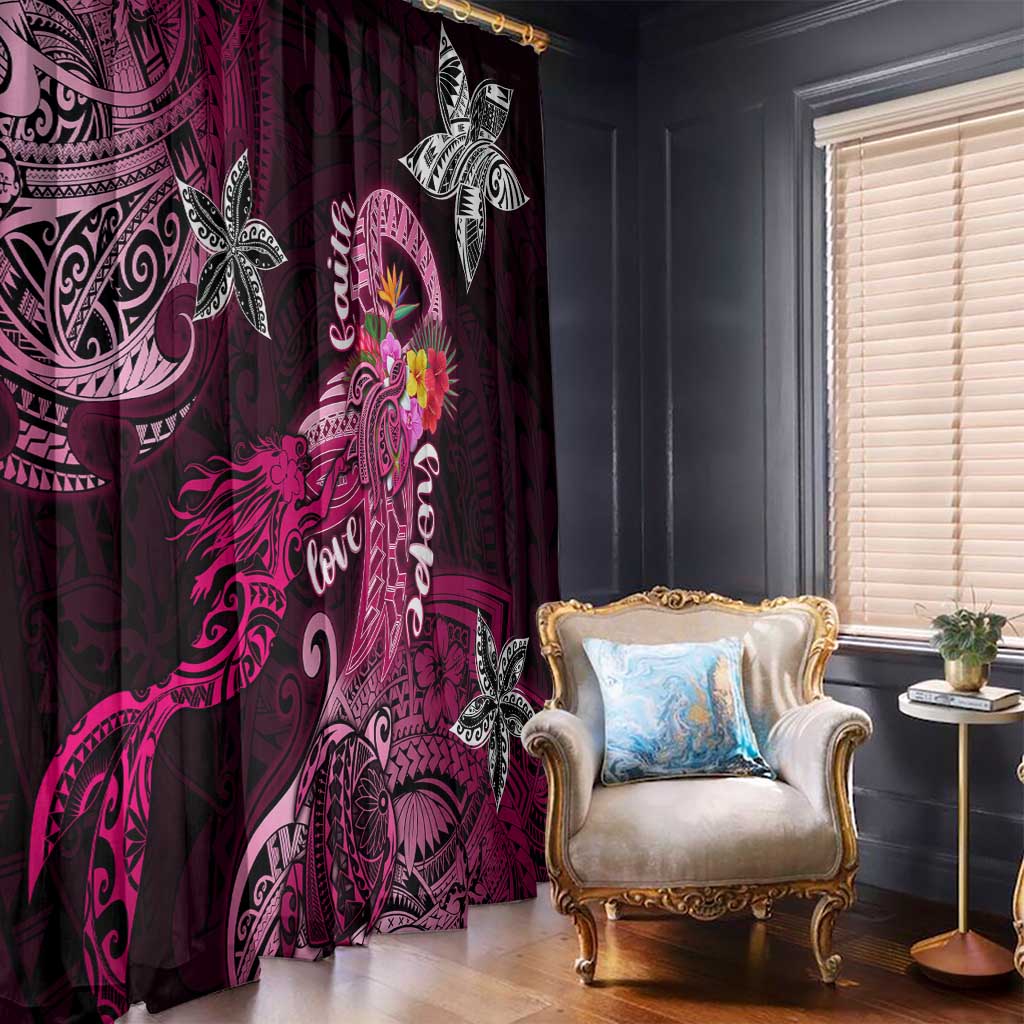 Breast Cancer Mermaid Polynesia Window Curtain Faith Hope Love