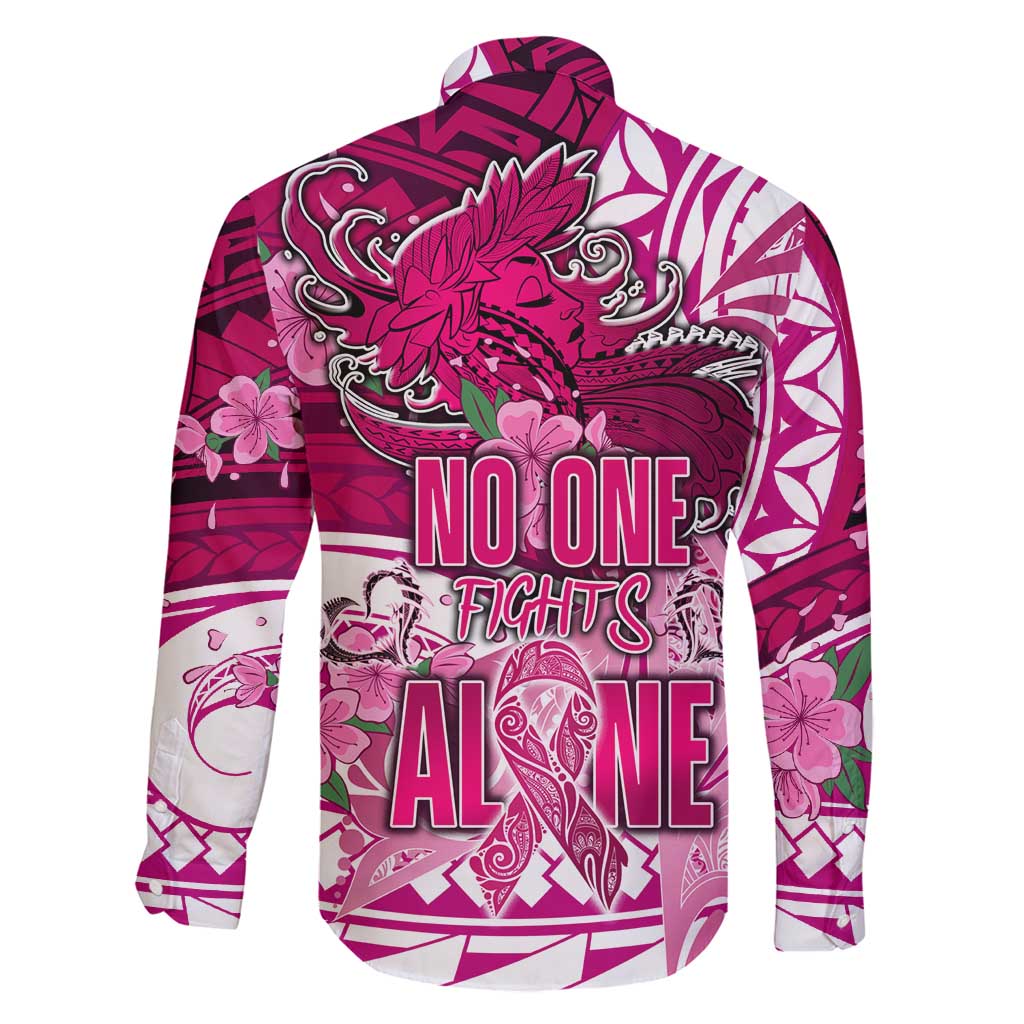 Breast Cancer Awareness Hawaii Family Matching Summer Maxi Dress and Hawaiian Shirt Polynesia Girl Nobody Fights Alone