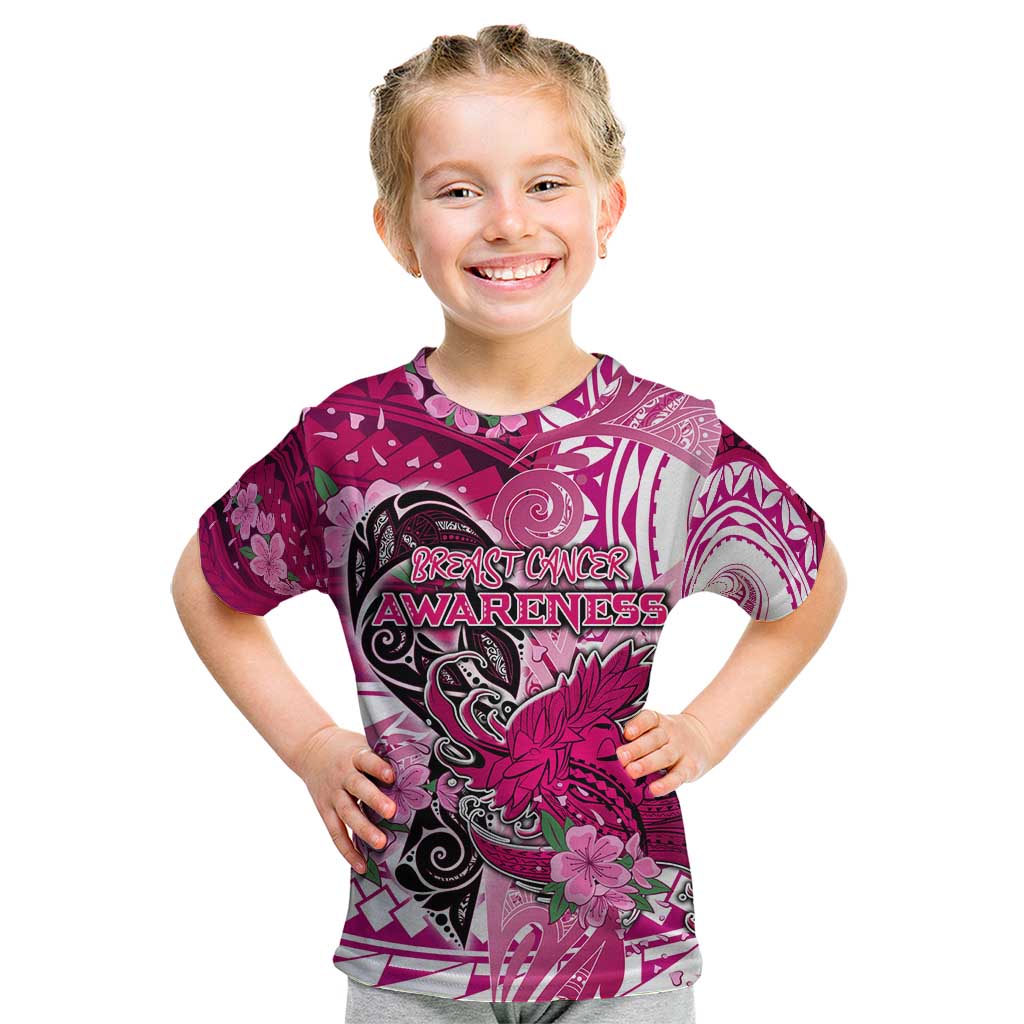 Breast Cancer Awareness Hawaii Kid T Shirt Polynesia Girl Nobody Fights Alone DT02 Pink - Polynesian Pride