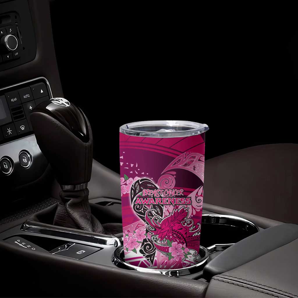 Breast Cancer Awareness Hawaii Tumbler Cup Polynesia Girl Nobody Fights Alone