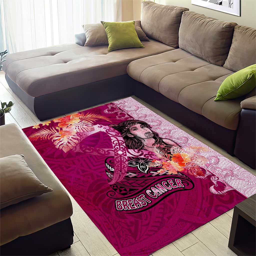 Breast Cancer New Zealand Area Rug Maori Aotearoa Girl Pink Out
