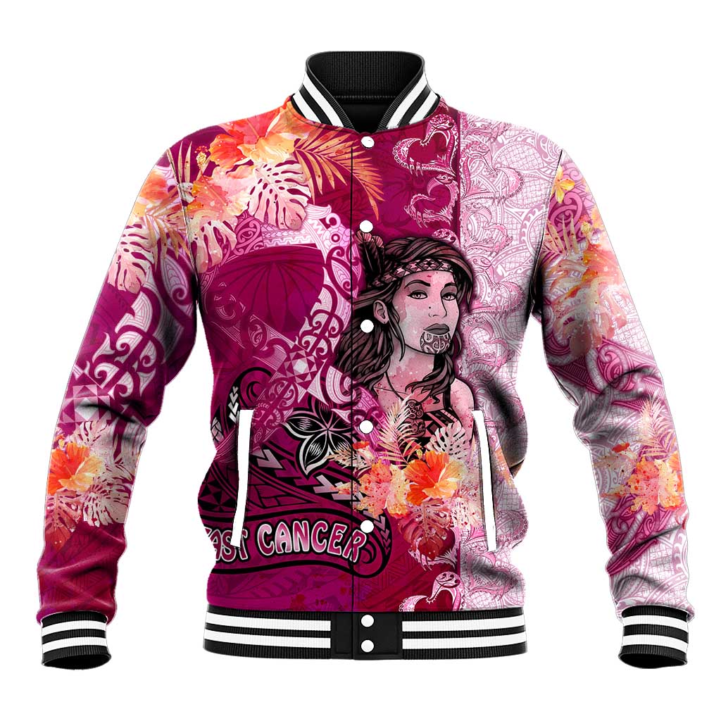 Breast Cancer New Zealand Baseball Jacket Maori Aotearoa Girl Pink Out