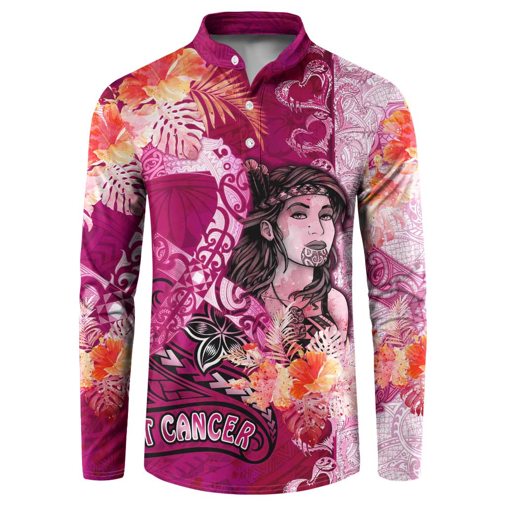 Breast Cancer New Zealand Button Sweatshirt Maori Aotearoa Girl Pink Out