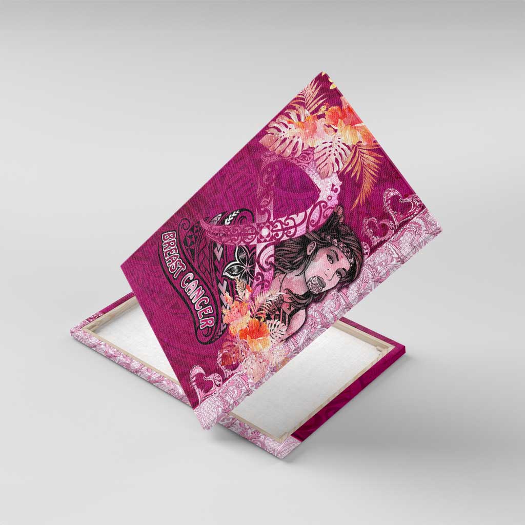 Breast Cancer New Zealand Canvas Wall Art Maori Aotearoa Girl Pink Out