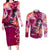 Breast Cancer New Zealand Couples Matching Long Sleeve Bodycon Dress and Long Sleeve Button Shirt Maori Aotearoa Girl Pink Out