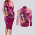 Breast Cancer New Zealand Couples Matching Long Sleeve Bodycon Dress and Long Sleeve Button Shirt Maori Aotearoa Girl Pink Out