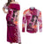 Breast Cancer New Zealand Couples Matching Off Shoulder Maxi Dress and Long Sleeve Button Shirt Maori Aotearoa Girl Pink Out