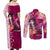 Breast Cancer New Zealand Couples Matching Off Shoulder Maxi Dress and Long Sleeve Button Shirt Maori Aotearoa Girl Pink Out