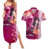 Breast Cancer New Zealand Couples Matching Summer Maxi Dress and Hawaiian Shirt Maori Aotearoa Girl Pink Out