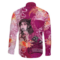 Breast Cancer New Zealand Family Matching Long Sleeve Bodycon Dress and Hawaiian Shirt Maori Aotearoa Girl Pink Out