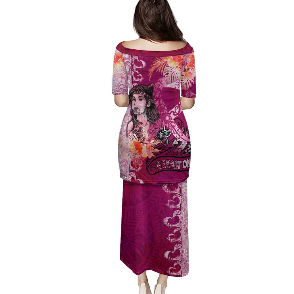 Breast Cancer New Zealand Family Matching Puletasi and Hawaiian Shirt Maori Aotearoa Girl Pink Out