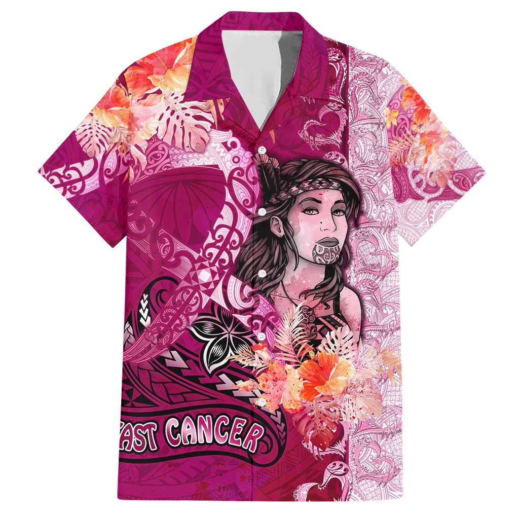Breast Cancer New Zealand Family Matching Short Sleeve Bodycon Dress and Hawaiian Shirt Maori Aotearoa Girl Pink Out DT02 Dad's Shirt - Short Sleeve Pink - Polynesian Pride