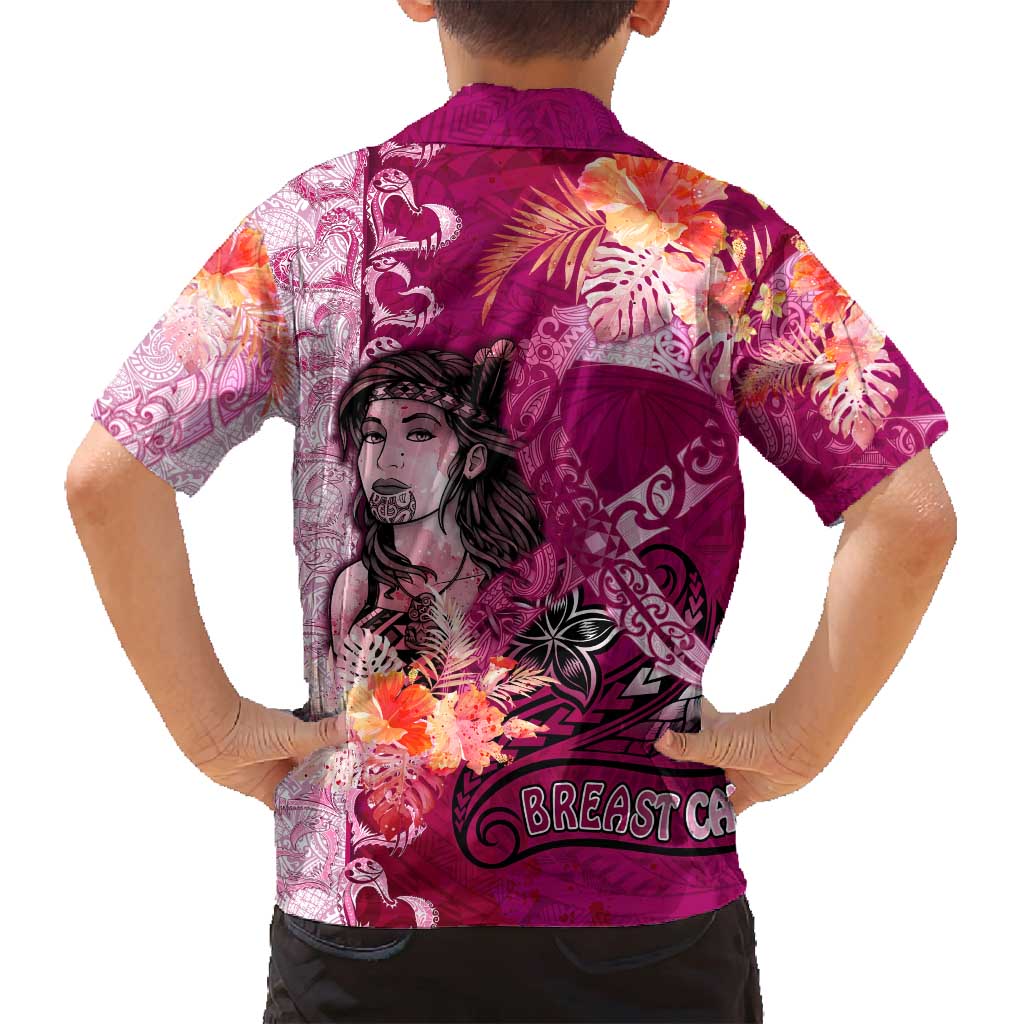 Breast Cancer New Zealand Family Matching Tank Maxi Dress and Hawaiian Shirt Maori Aotearoa Girl Pink Out DT02 - Polynesian Pride