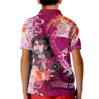 Breast Cancer New Zealand Kid Polo Shirt Maori Aotearoa Girl Pink Out