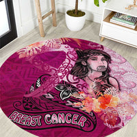 Breast Cancer New Zealand Round Carpet Maori Aotearoa Girl Pink Out