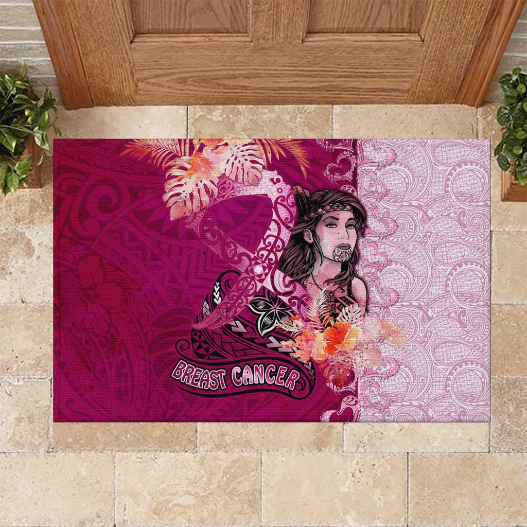Breast Cancer New Zealand Rubber Doormat Maori Aotearoa Girl Pink Out