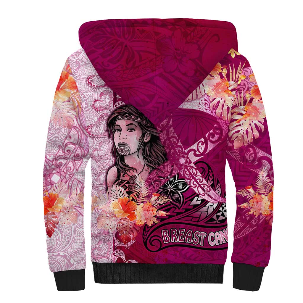 Breast Cancer New Zealand Sherpa Hoodie Maori Aotearoa Girl Pink Out
