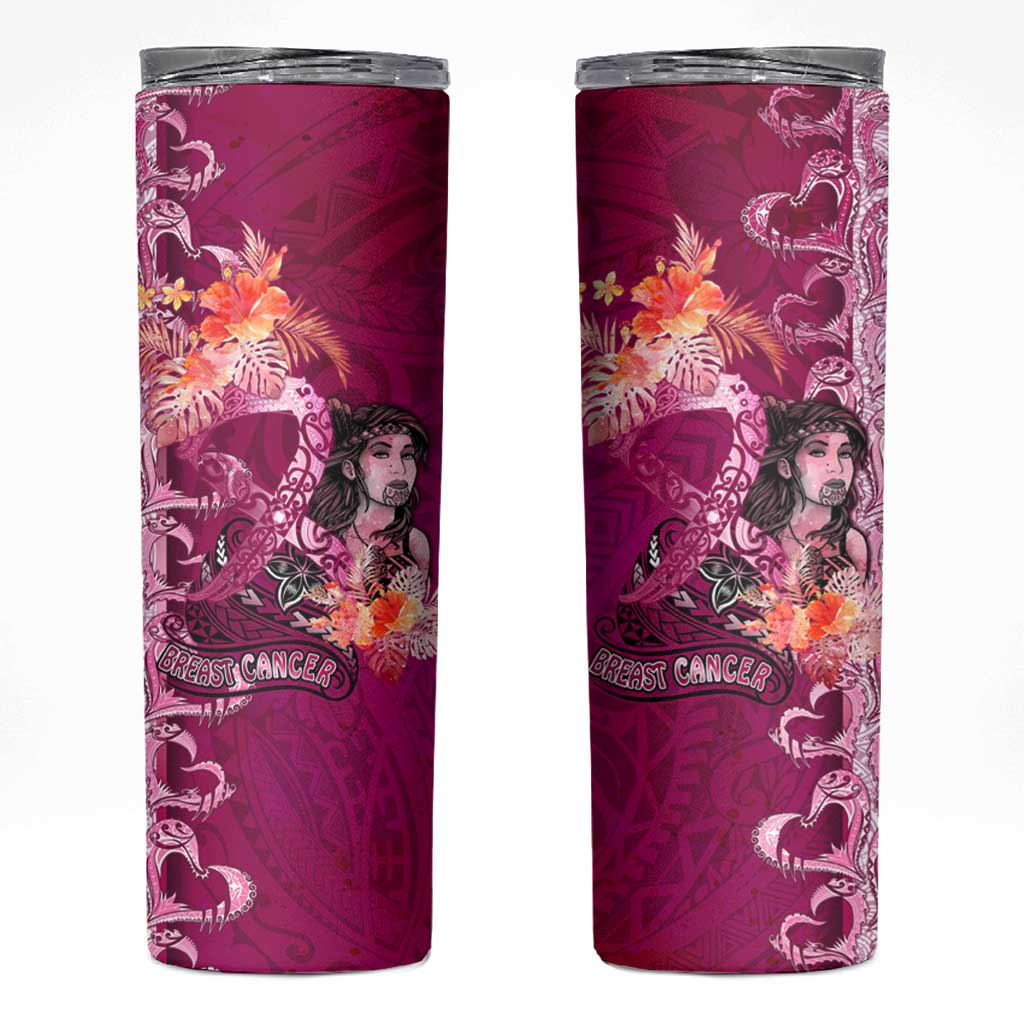 Breast Cancer New Zealand Skinny Tumbler Maori Aotearoa Girl Pink Out