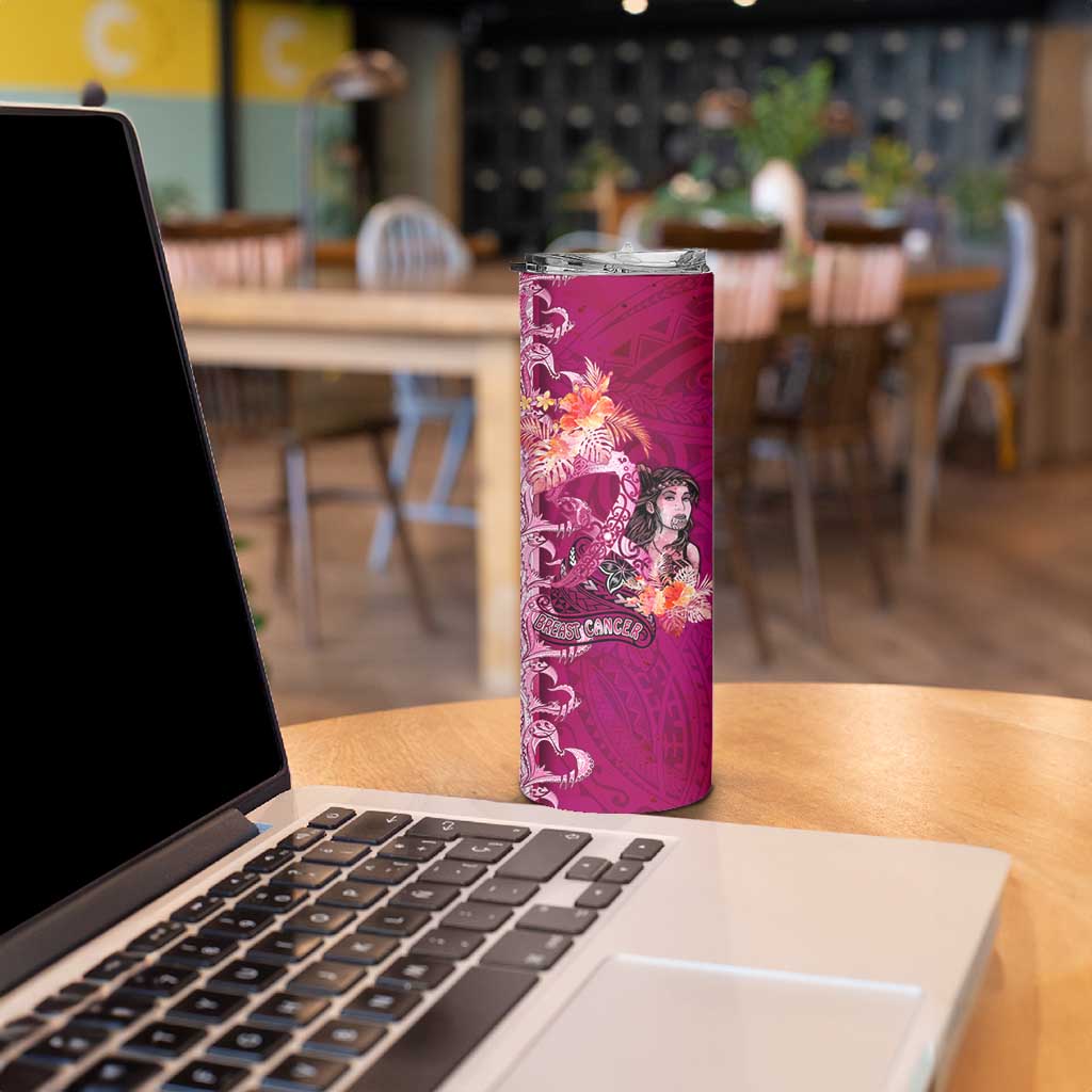 Breast Cancer New Zealand Skinny Tumbler Maori Aotearoa Girl Pink Out