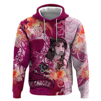 Breast Cancer New Zealand Zip Hoodie Maori Aotearoa Girl Pink Out