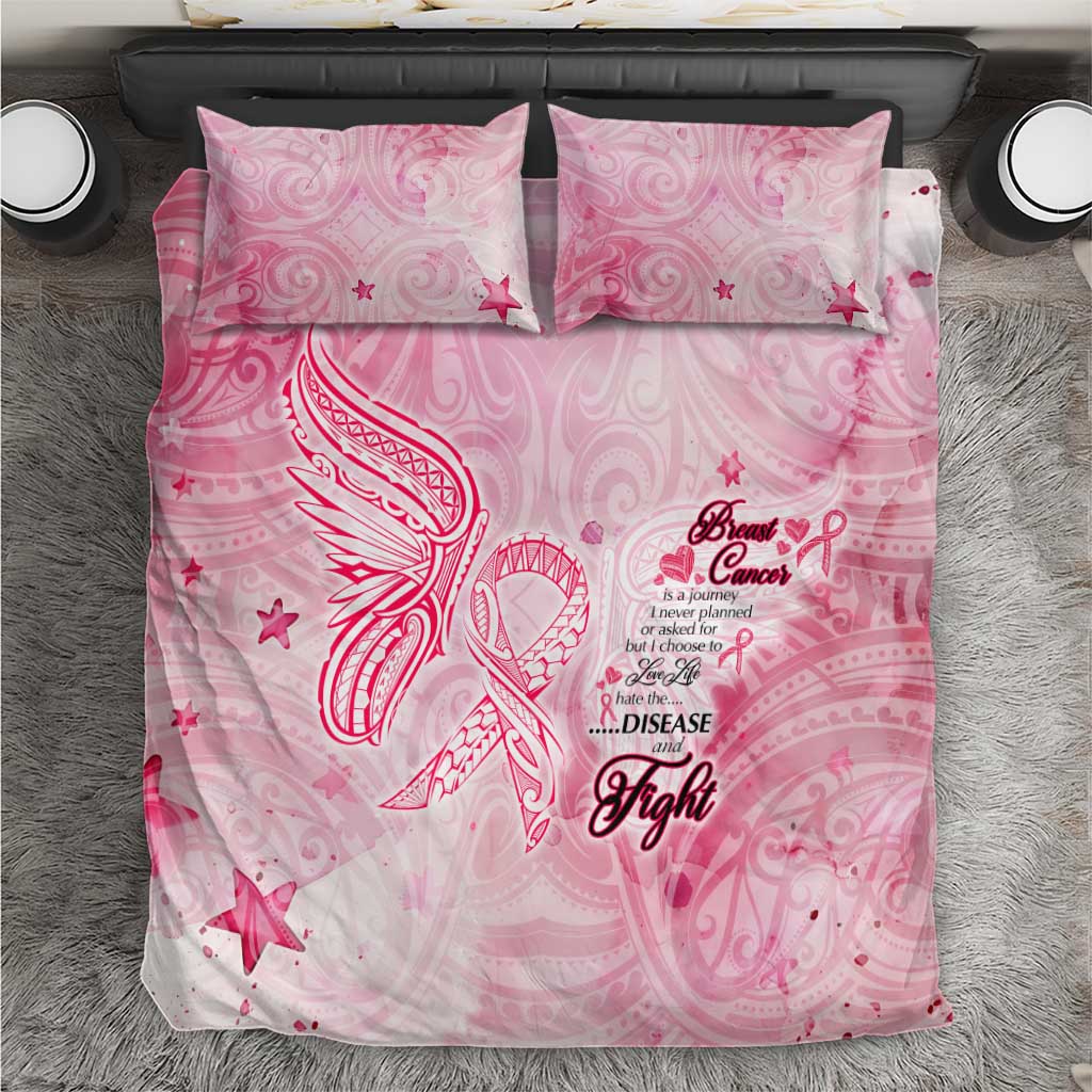 Breast Cancer Awareness Month Bedding Set Butterfly Polynesia Watercolor Pink DT02 Pink - Polynesian Pride