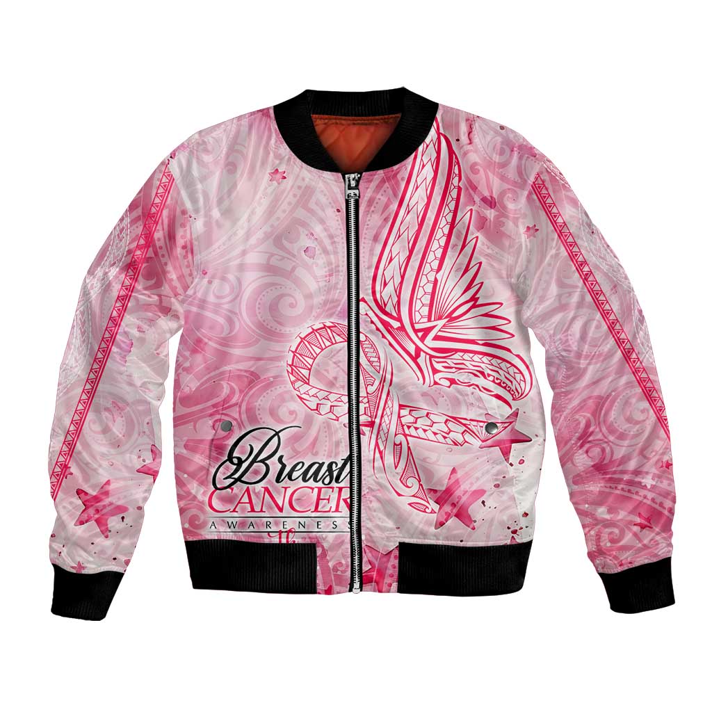 Breast Cancer Awareness Month Bomber Jacket Butterfly Polynesia Watercolor Pink DT02 Unisex Pink - Polynesian Pride