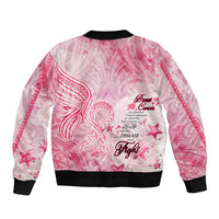 Breast Cancer Awareness Month Bomber Jacket Butterfly Polynesia Watercolor Pink