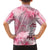 Breast Cancer Awareness Month Family Matching Off The Shoulder Long Sleeve Dress and Hawaiian Shirt Butterfly Polynesia Watercolor Pink