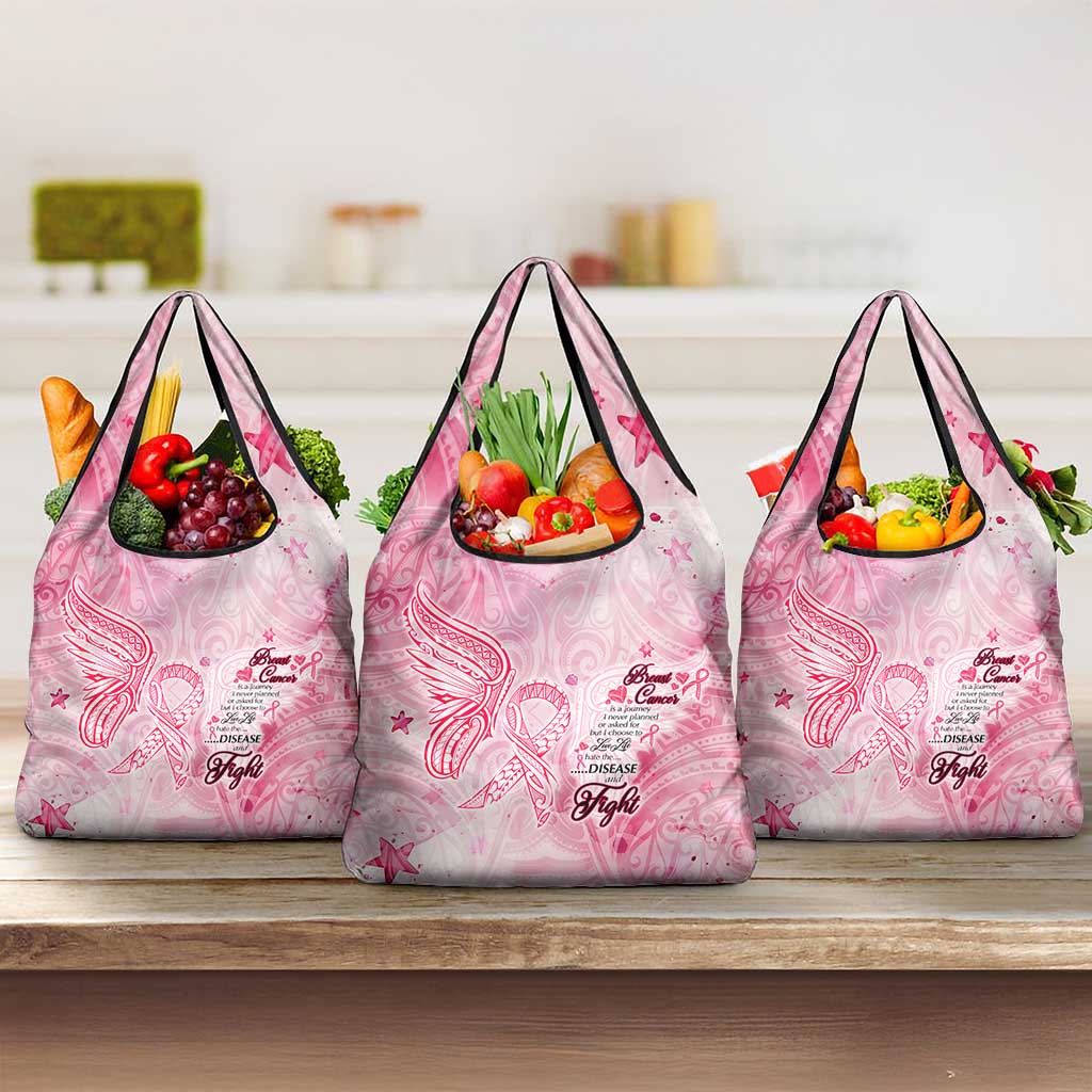 Breast Cancer Awareness Month Grocery Bag Butterfly Polynesia Watercolor Pink