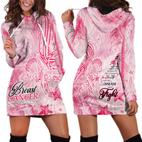 Breast Cancer Awareness Month Hoodie Dress Butterfly Polynesia Watercolor Pink