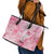Breast Cancer Awareness Month Leather Tote Bag Butterfly Polynesia Watercolor Pink