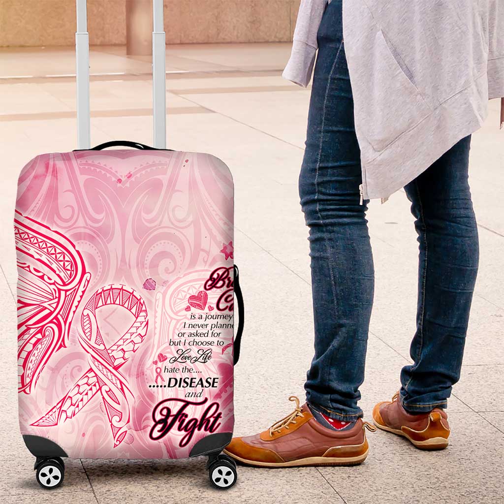 Breast Cancer Awareness Month Luggage Cover Butterfly Polynesia Watercolor Pink DT02 Pink - Polynesian Pride
