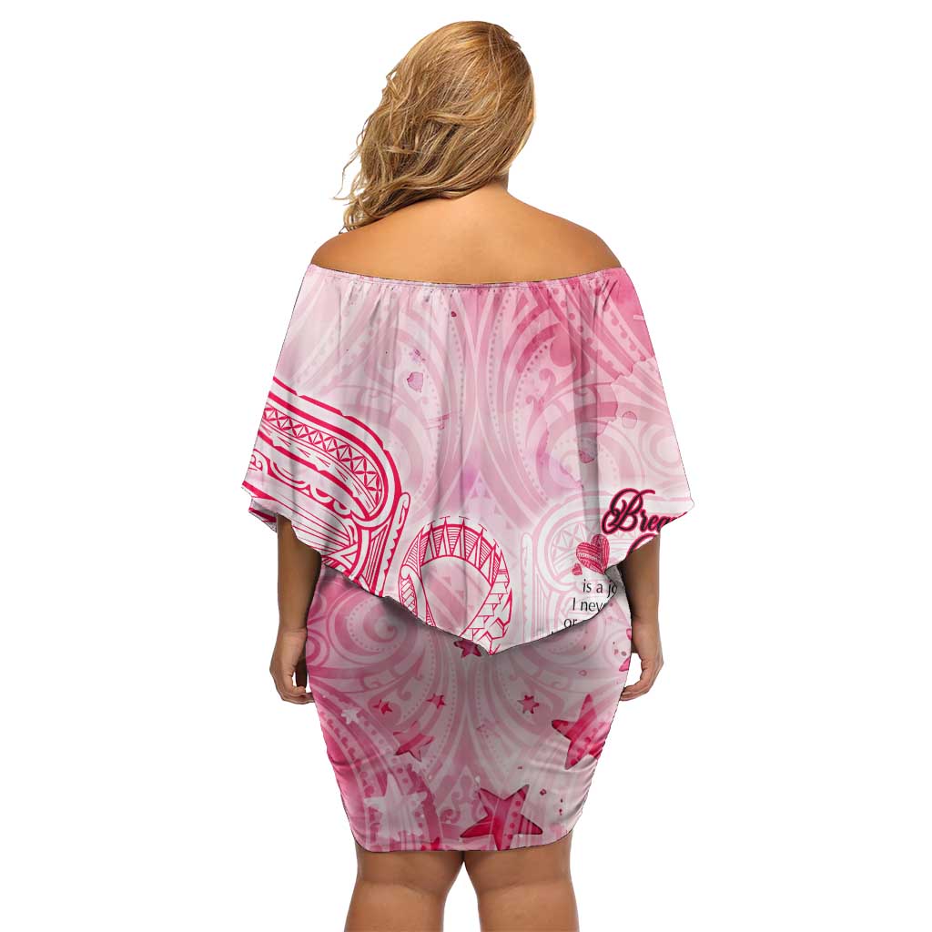 Breast Cancer Awareness Month Off Shoulder Short Dress Butterfly Polynesia Watercolor Pink