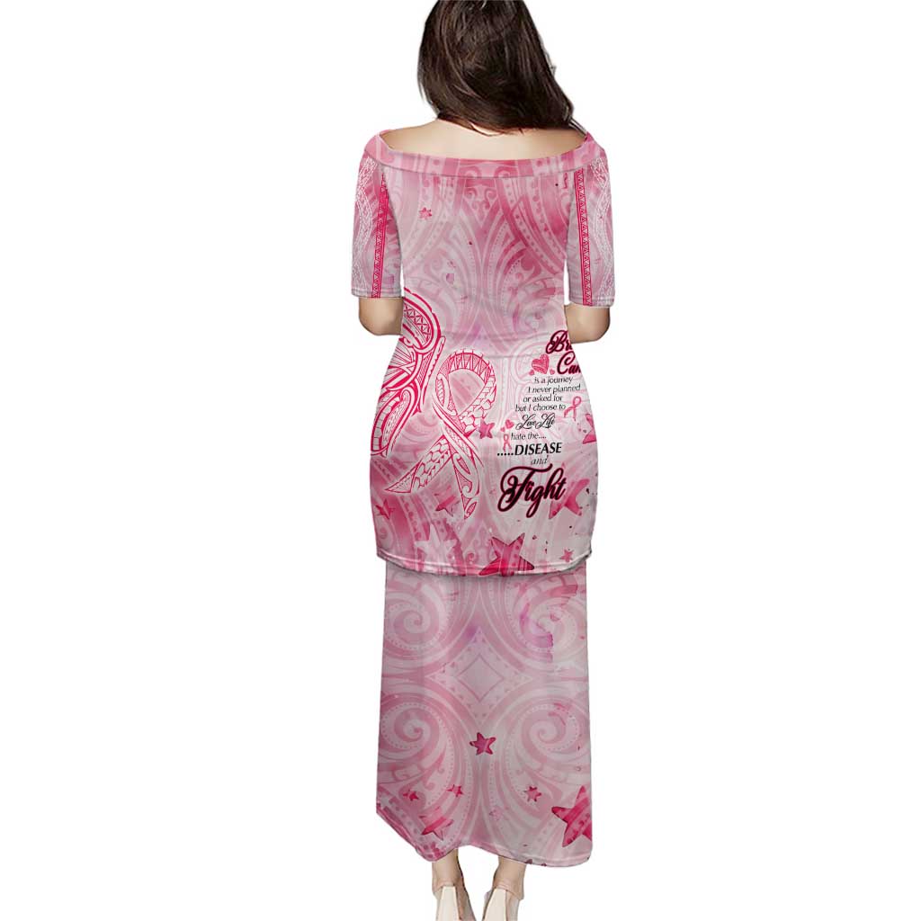 Breast Cancer Awareness Month Puletasi Butterfly Polynesia Watercolor Pink