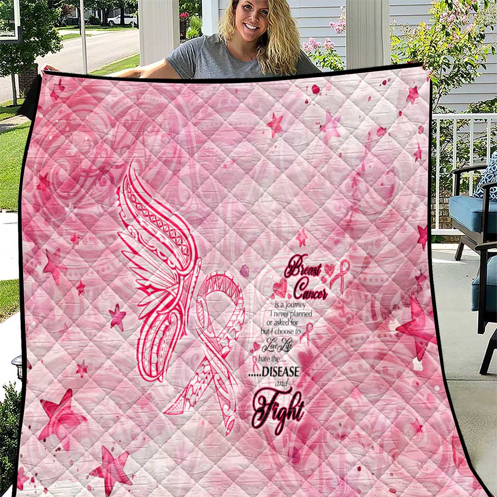Breast Cancer Awareness Month Quilt Butterfly Polynesia Watercolor Pink DT02 Pink - Polynesian Pride