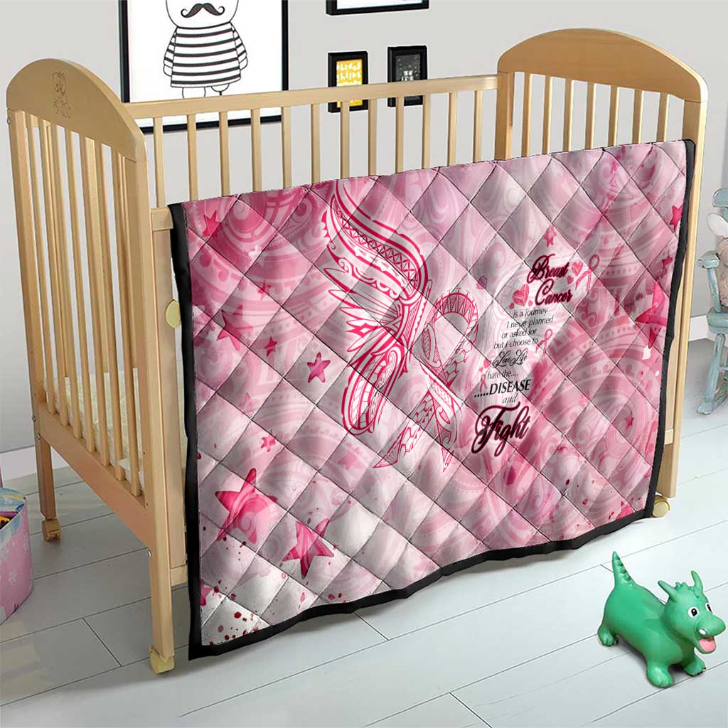 Breast Cancer Awareness Month Quilt Butterfly Polynesia Watercolor Pink
