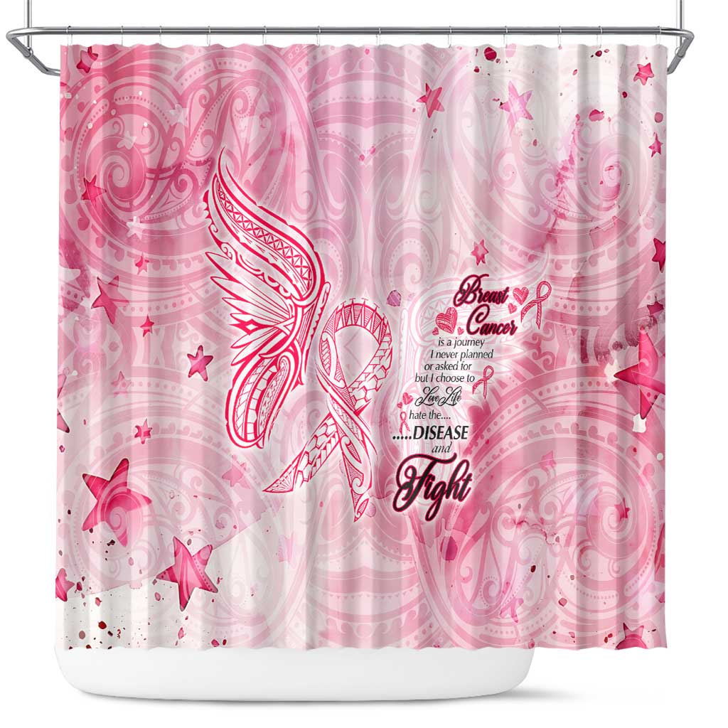 Breast Cancer Awareness Month Shower Curtain Butterfly Polynesia Watercolor Pink DT02 Pink - Polynesian Pride