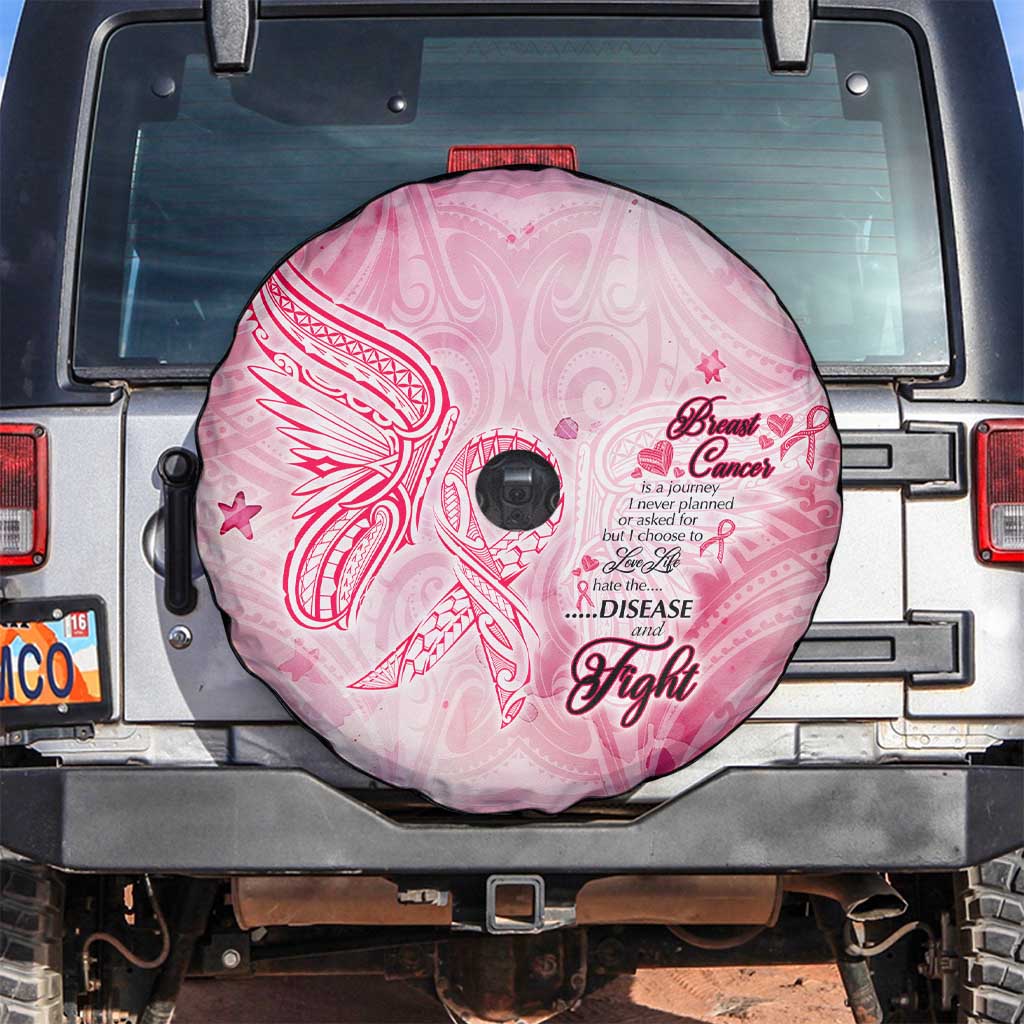 Breast Cancer Awareness Month Spare Tire Cover Butterfly Polynesia Watercolor Pink DT02 Pink - Polynesian Pride