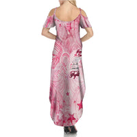 Breast Cancer Awareness Month Summer Maxi Dress Butterfly Polynesia Watercolor Pink